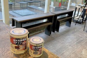 水性木部保護塗料作例（ガーデンテーブル）